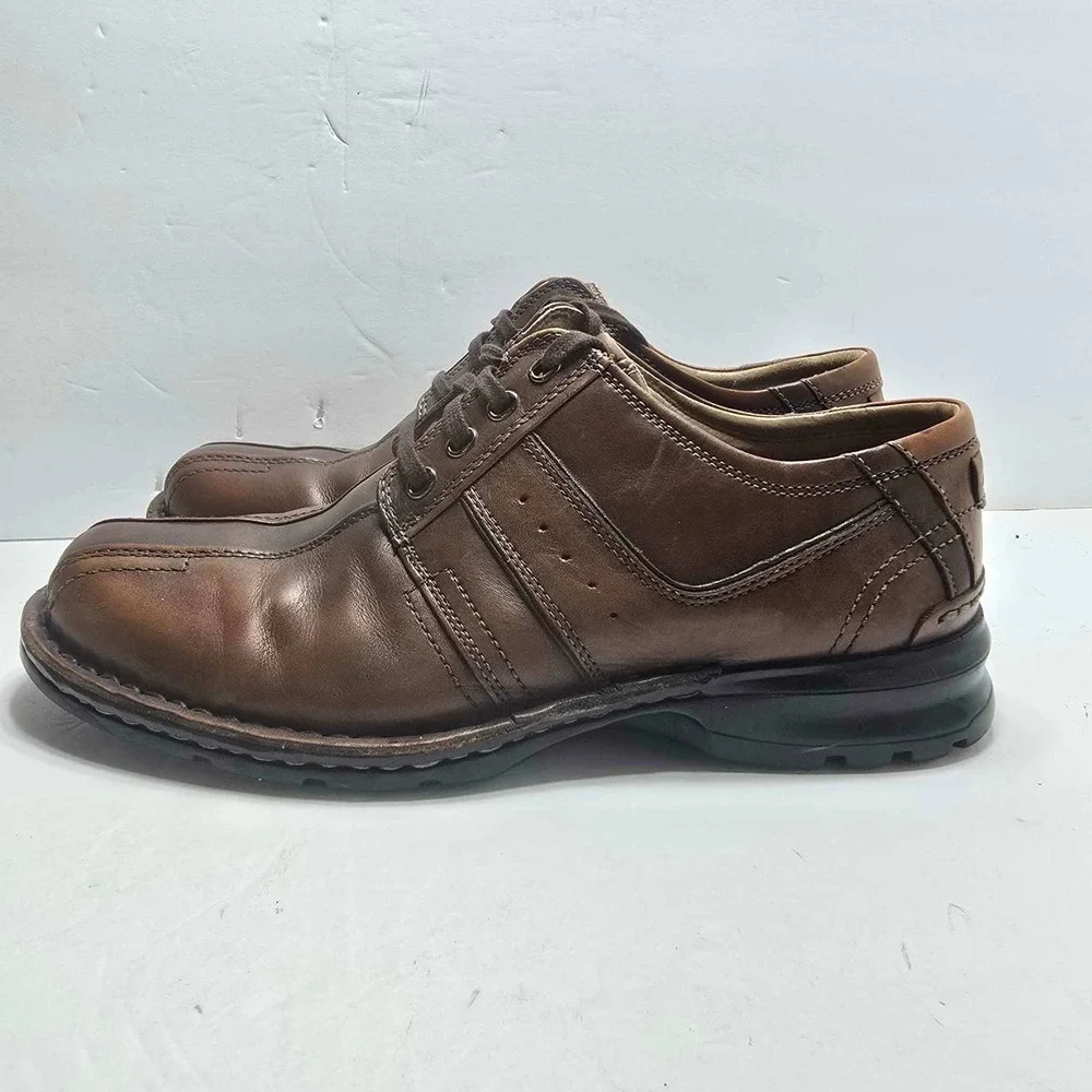 Clarks Mens 70852 Brown Leather Lace Up Casual Comfort Oxford Shoes Size 10.5 M